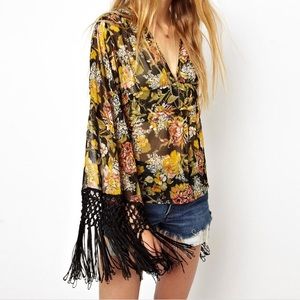 ASOS floral blouse with bell sleeves